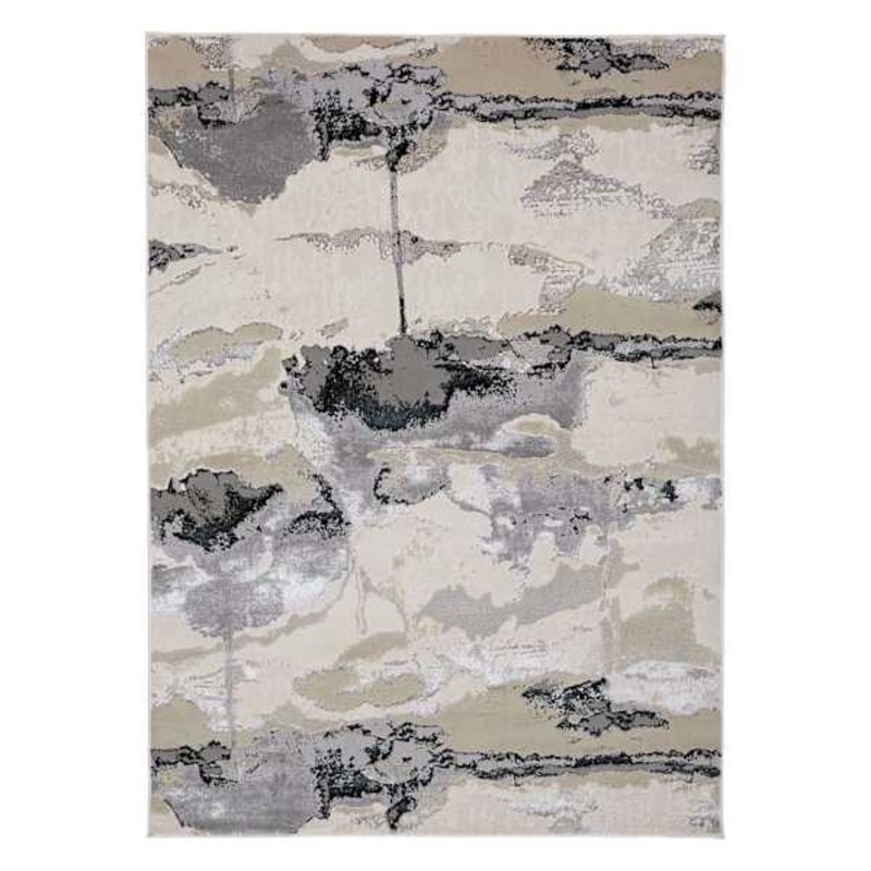 (B757) Miramar Ivory Abstract Area Rug, 7×10