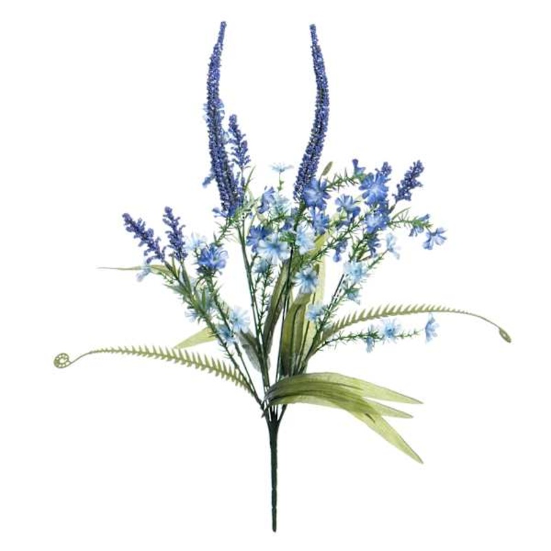 Blue Cornflower & Heather Bush, 21″