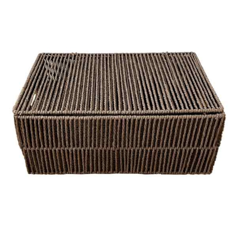 Brown Paper Rope Storage Basket with Lid, Medium