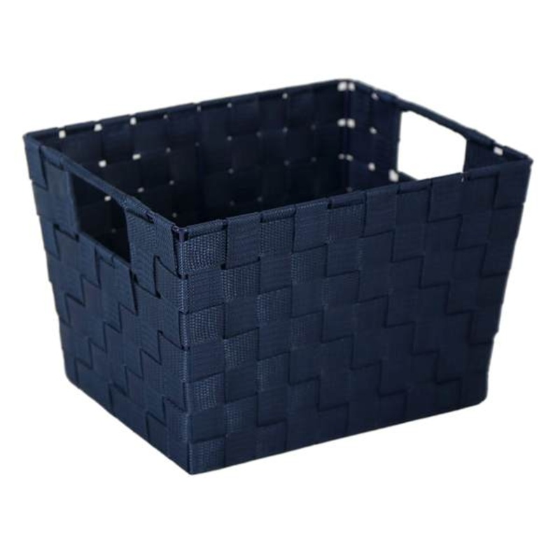 Frankin Navy Blue Woven Rectangle Storage Basket, Medium