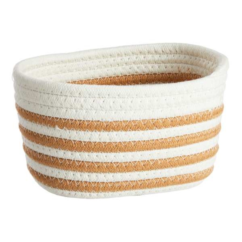 Glam Tan Stripe Rectangle Bins-Medium