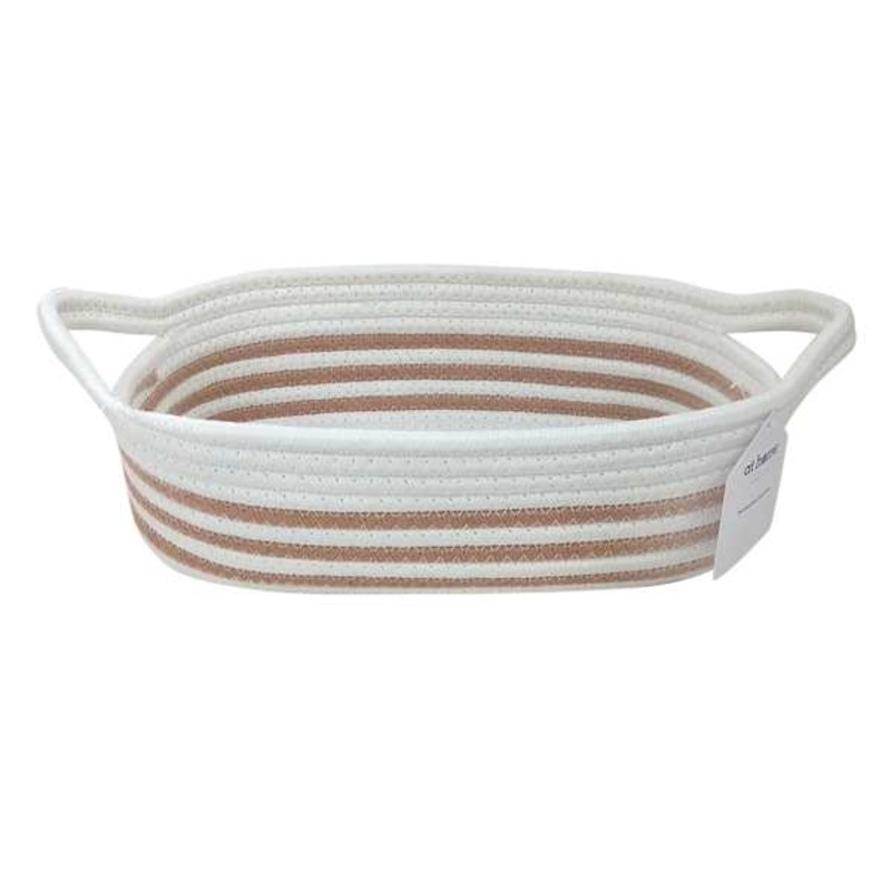 Glam Tan Striped Rectangle Storage Bin, Small