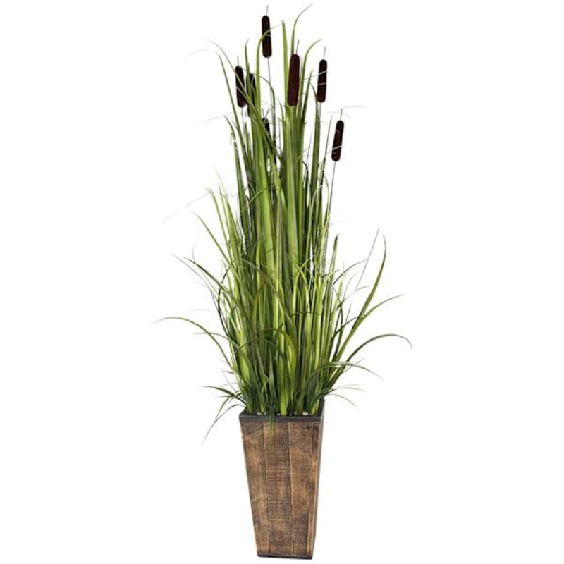 Grass Bush in Wooden Pot, 61″