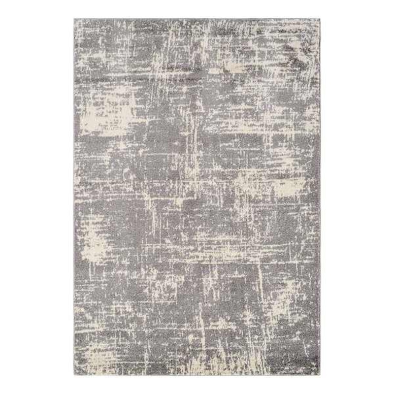 Grey and Ivory Modern Hatch Design Area Rug 8×10 | Modern Area Rugs | At Home