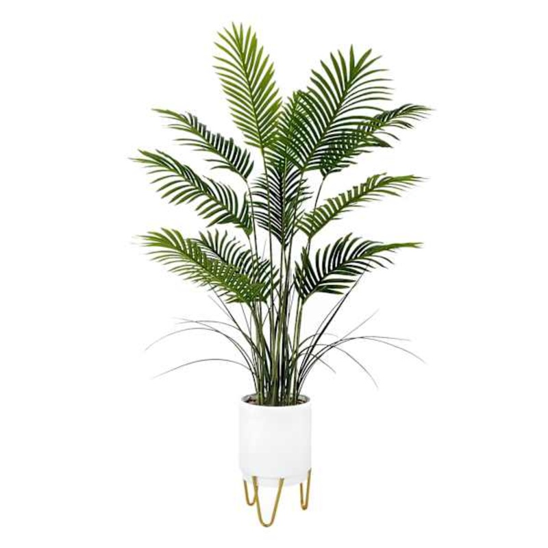 Potted Palm with White Stand, 55″