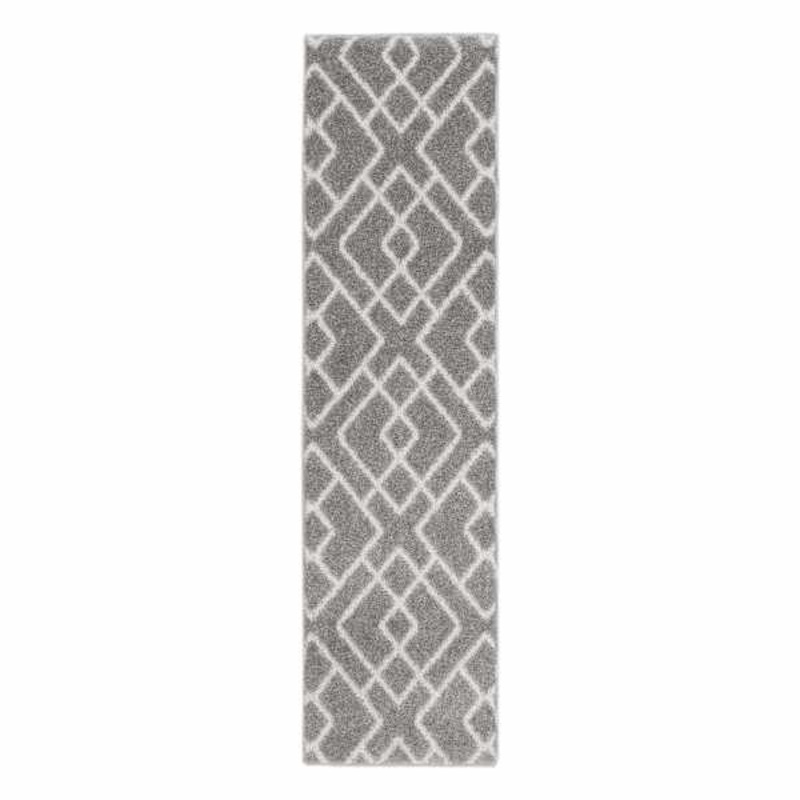 Salinas Grey & White Diamond Design Runner 2×7 | At Home