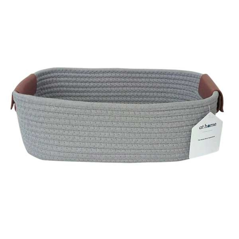 Trist Grey Rectangle Storage Bin Small | At Home