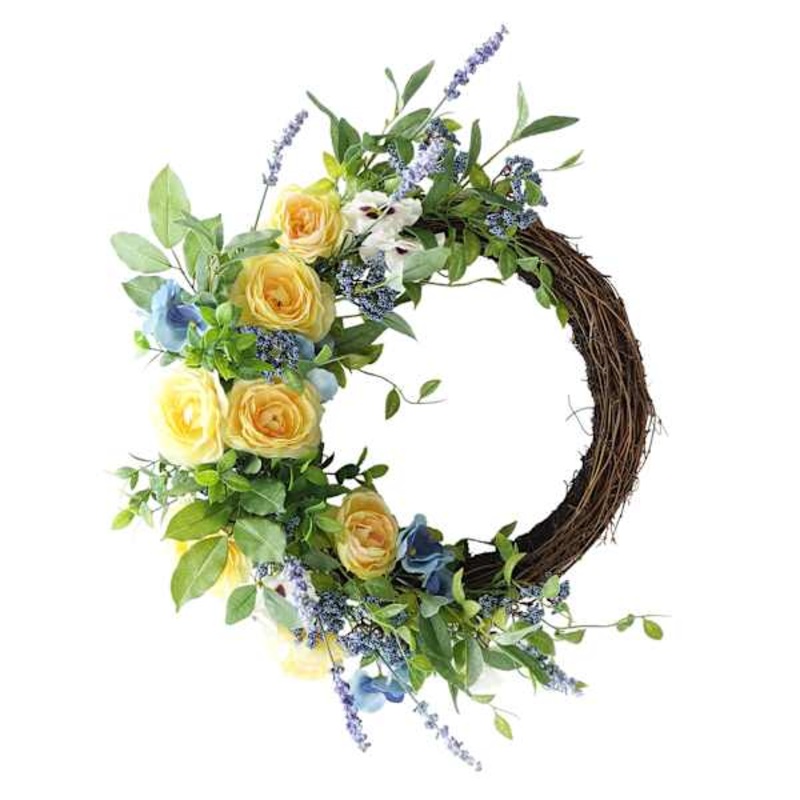 Yellow Ranunculus Half Wreath, 19″