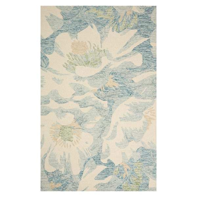(A520) Dianna Blue Floral Area Rug, 5×7
