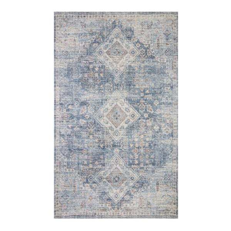 (B822) Whittington Blue Floral Medallion Accent Rug, 3×5