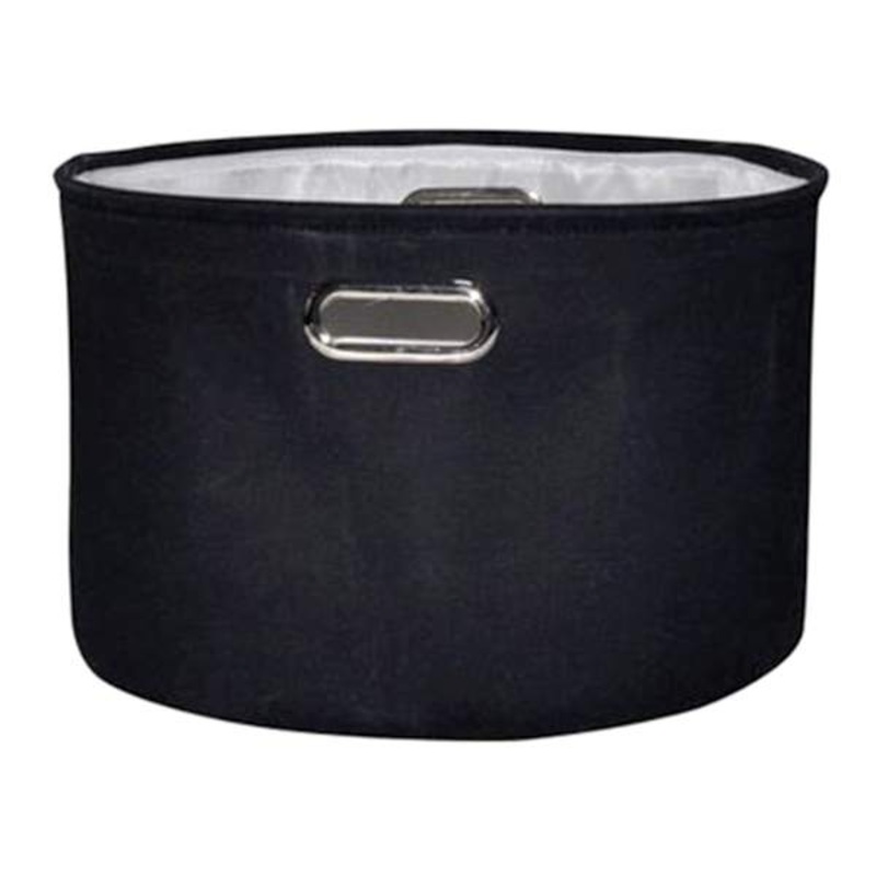 Black Round Fabric Storage Basket, Small