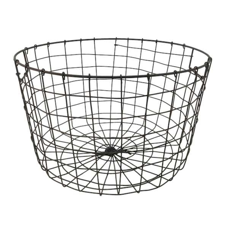 Honeybloom Tapered Dark Grey Metal Basket, Small