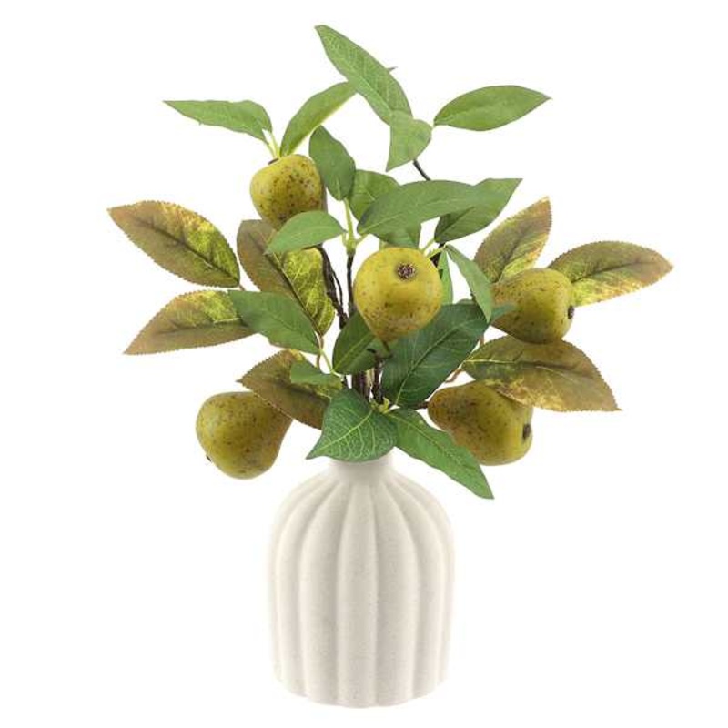 Pear Arrangement in White Vessel, 13″