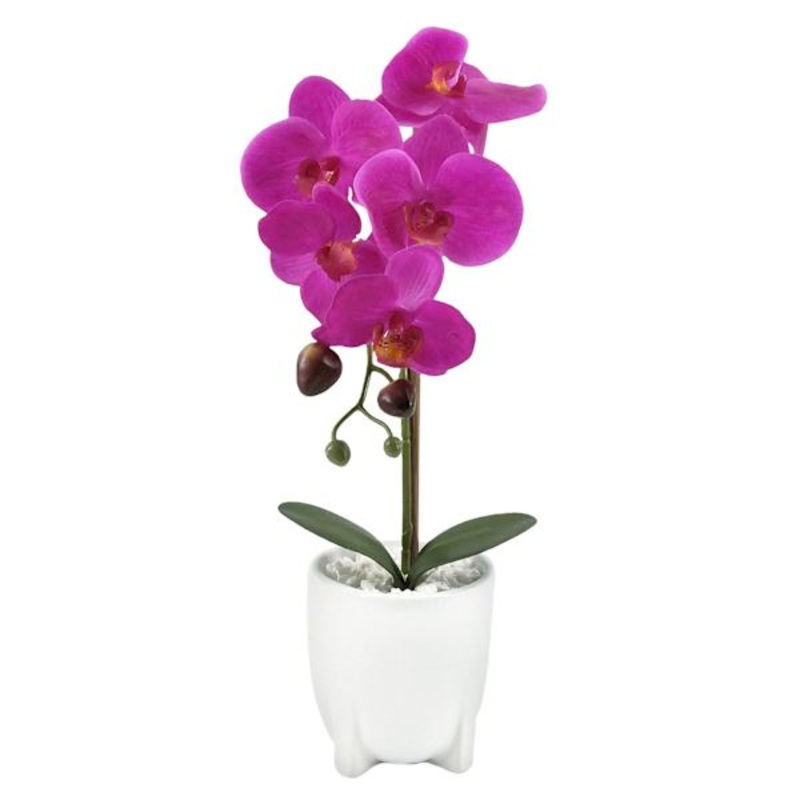 Purple Orchid in Ceramic Pot, 14.5″