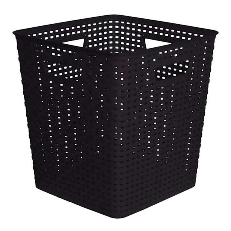 Square Crossover Weave Storage Basket, Black Onyx