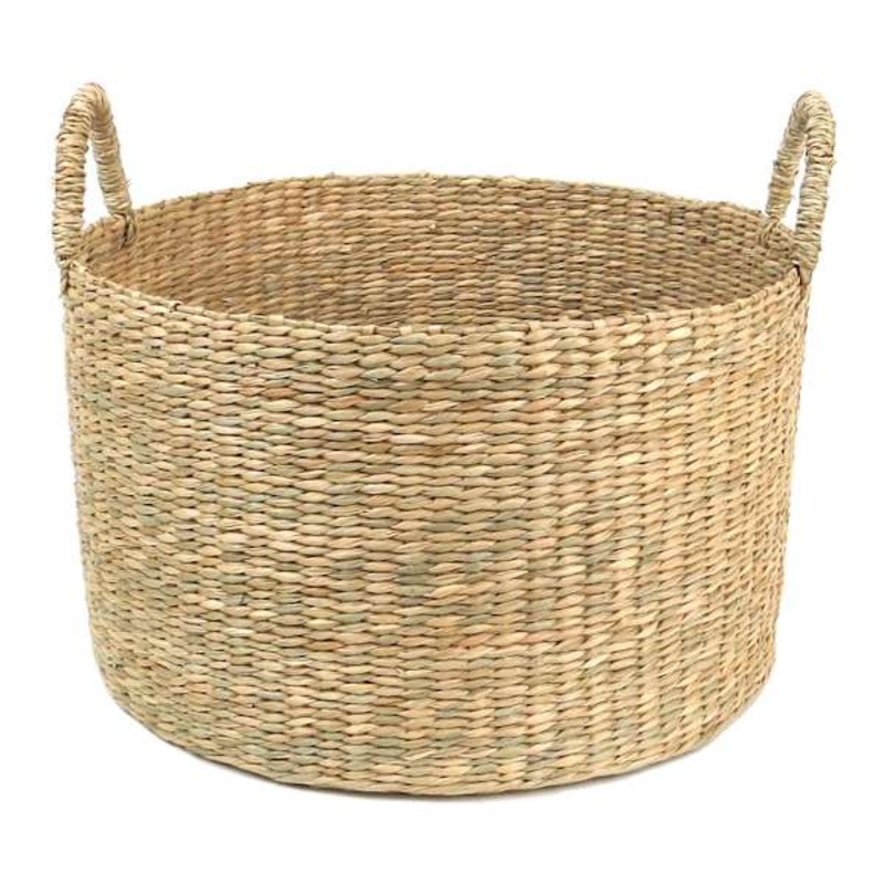 Ty Pennington Round Natural Wicker Storage Basket with Handles, Small