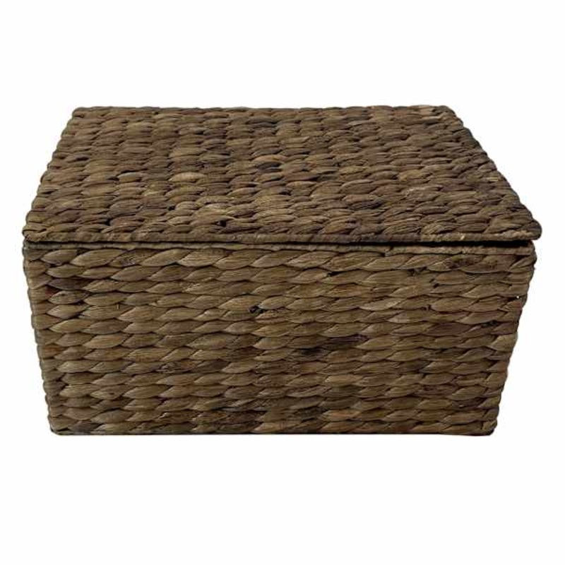 Water Hyacinth Basket with Lid Large | At Home