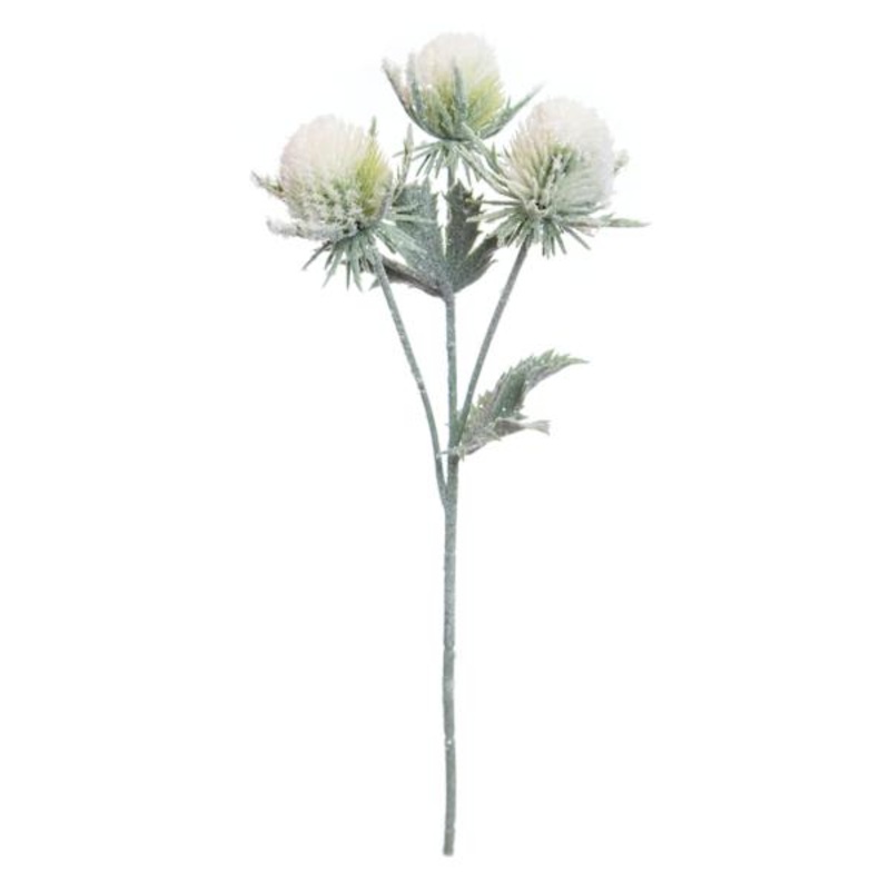 White & Green Snow Thistle Pick 12″ | Holiday Florals | At Home