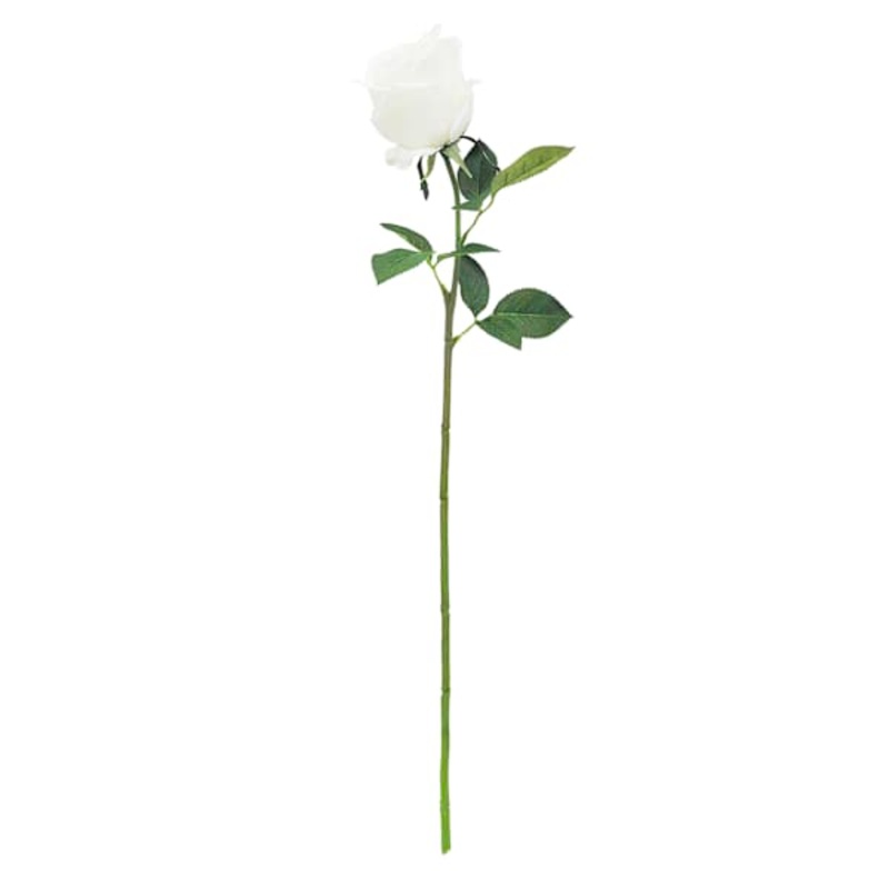 White Real Feel Rose Floral Stem, 27″