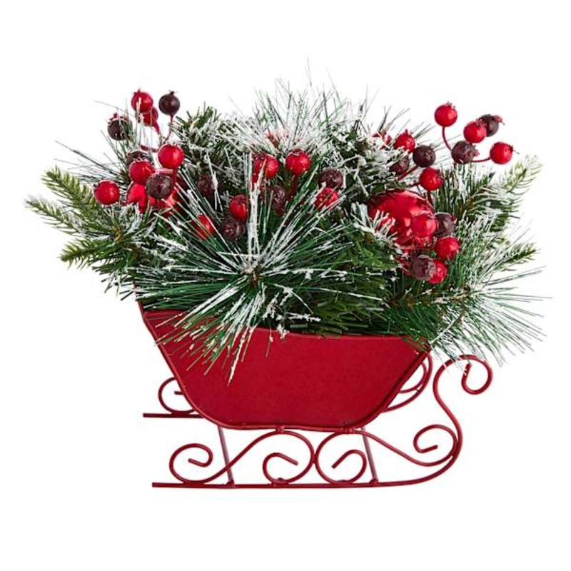 Christmas Red Ball in Sled, 9.5″