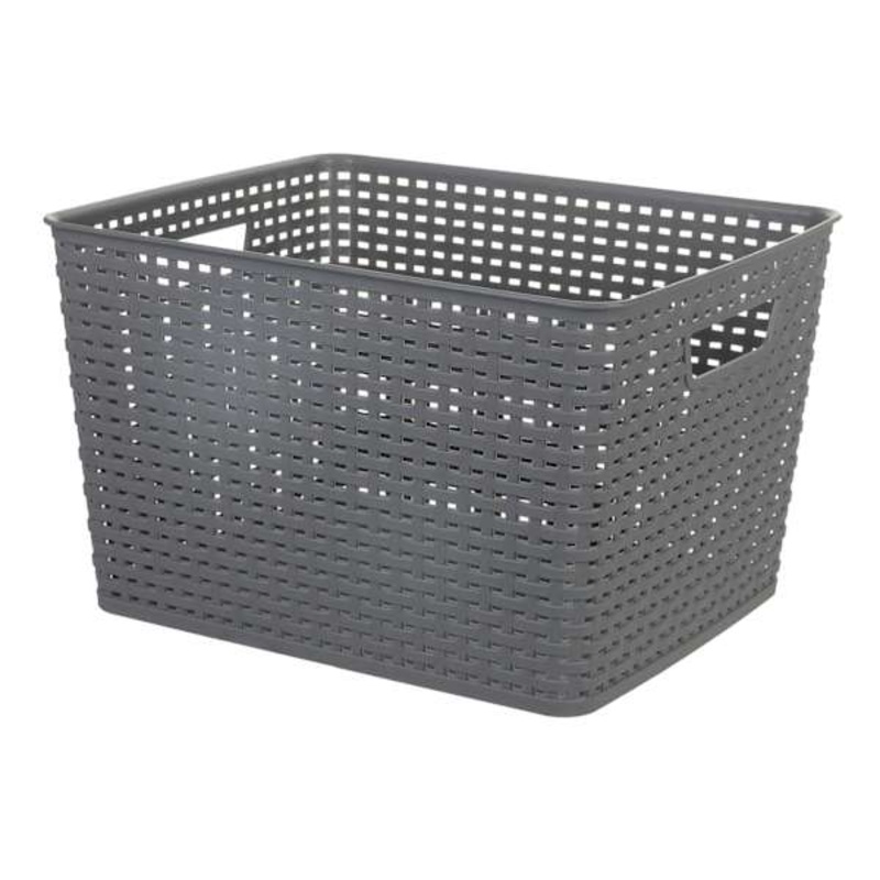 Dark Grey Crossover Weave Storage Basket, Large