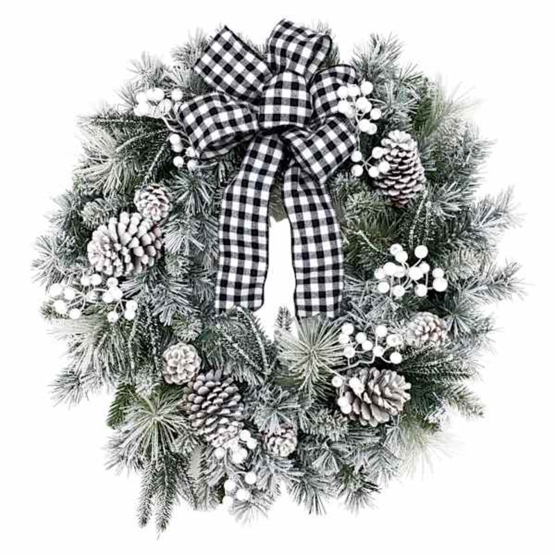 Flocked Berry & Pinecone Wreath 30″ | Wreaths | At Home