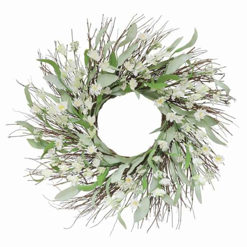Green Wildflower Wreath, 24″