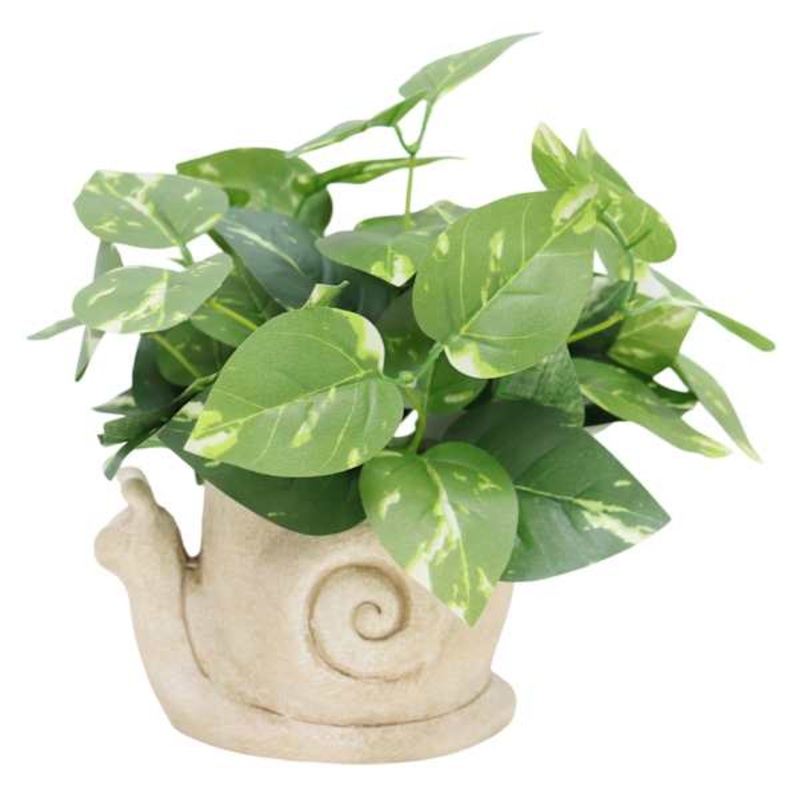 Greenery in Ceramic Snail Pot, 11″