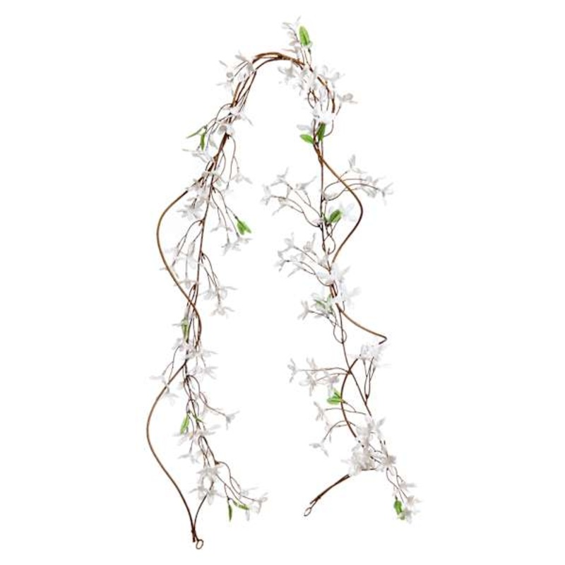 Hanging White Forsythia Floral Garland, 72″