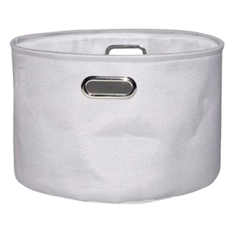 Light Grey Round Fabric Storage Basket, Medium
