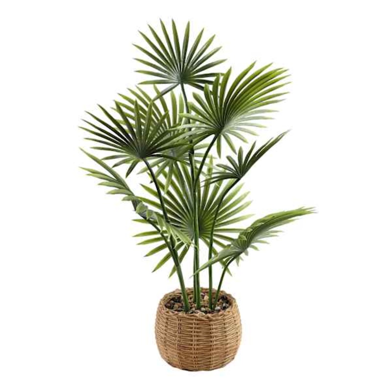 Palm Plant in Cement Pot, 31″