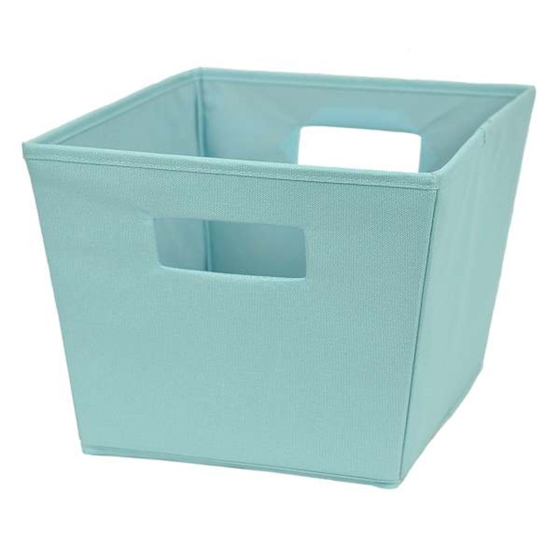 Teal Fabric Storage Tote with Cutout Handles, Medium