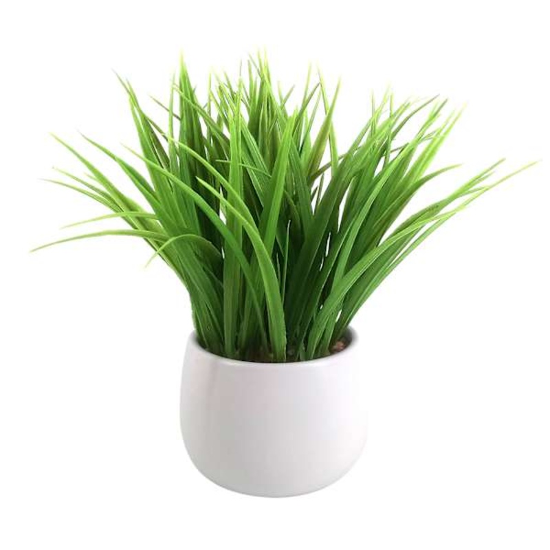Ty Pennington Green Grass Bundle with Ceramic Planter, 10″