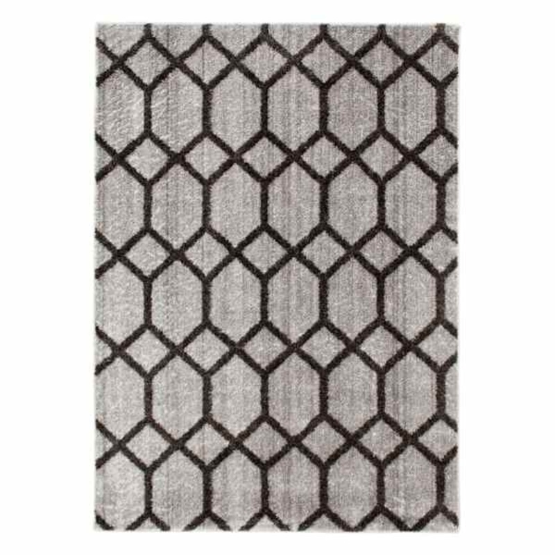 Zion Black and Grey Tufted Accent Rug with Non-Slip Back 3×5 | At Home