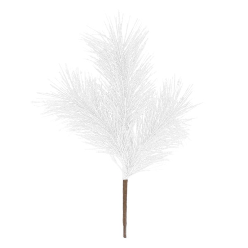 3-Head White Glittered Pine Pick 11″ | Holiday Dcor | At Home