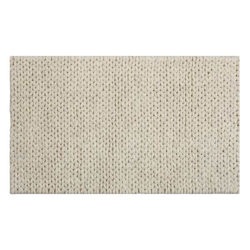 (A494) Honeybloom Ivory Chunky Knit Patterned Accent Rug, 2×4