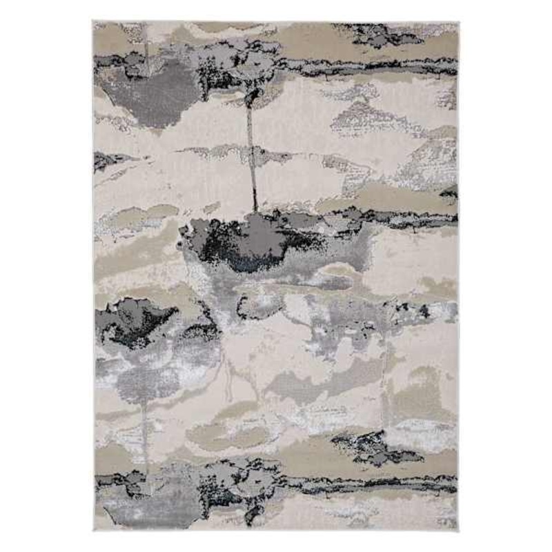 (B757) Miramar Ivory Abstract Area Rug, 5×7