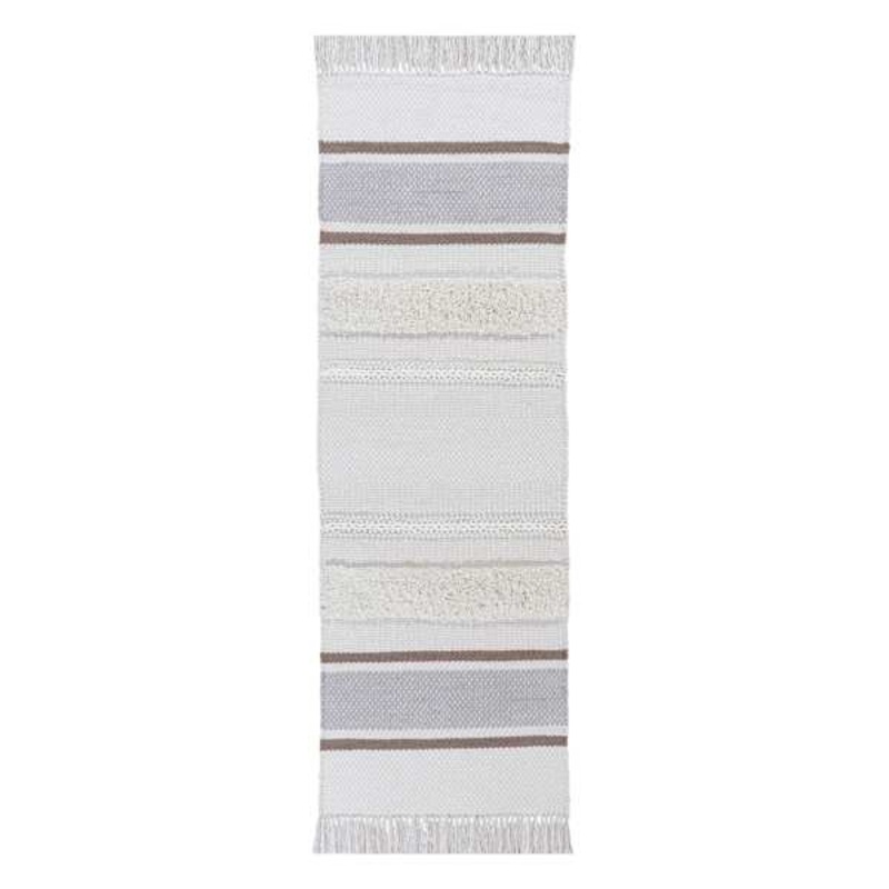 (B801) Honeybloom Ivory Striped Runner, 2×6