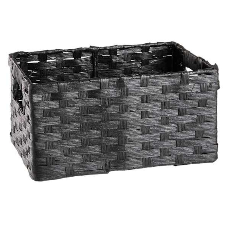 Black Paper Rope Rectangle Storage Basket Medium | At Home