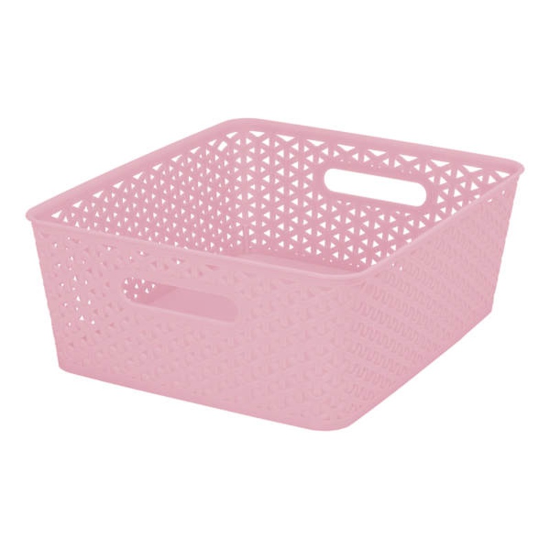 Blush Pink Y-Weave Storage Basket, Medium