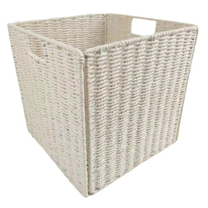 Collapsible Paper Rope Storage Cube, Beige