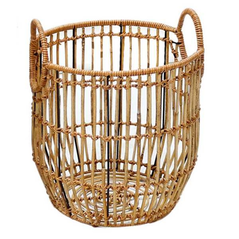 Found & Fable Round Rattan Storage Basket, Small