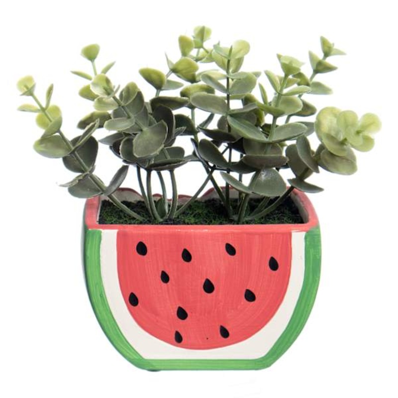 Grass in Ceramic Watermelon Shaped Pot, 6″