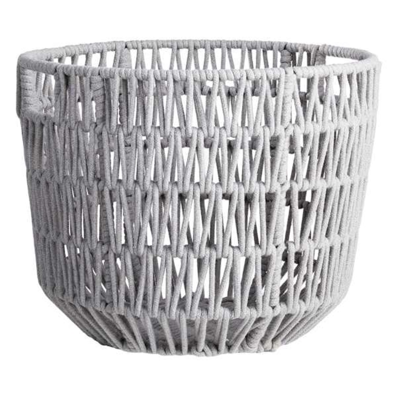 Grey Round Poly Rope Basket, Medium