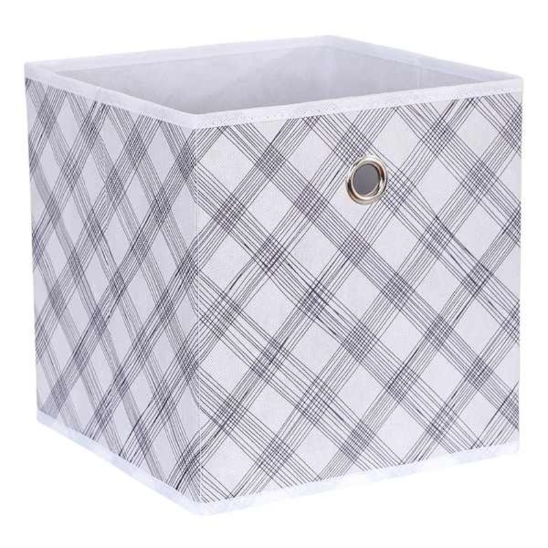 Grey Square Crossover Foldable Fabric Square Bin