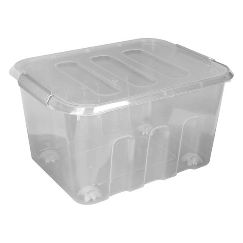 Grey Storage Tote with Latch, 32l