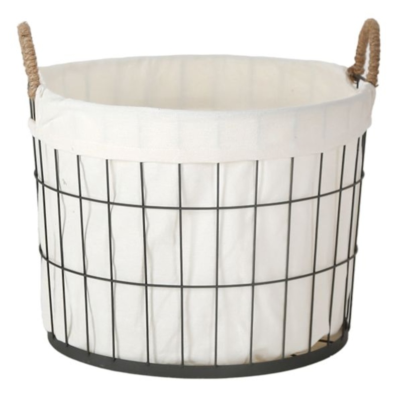 Lined Round Wire Storage Basket, Large