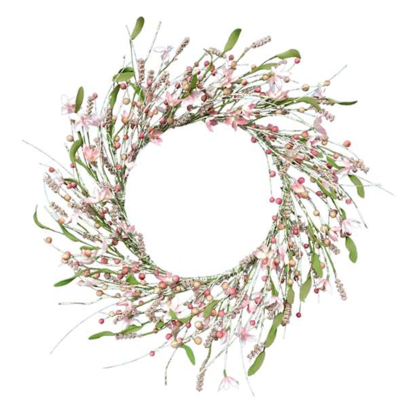 Pink Berry Floral Wreath, 22″