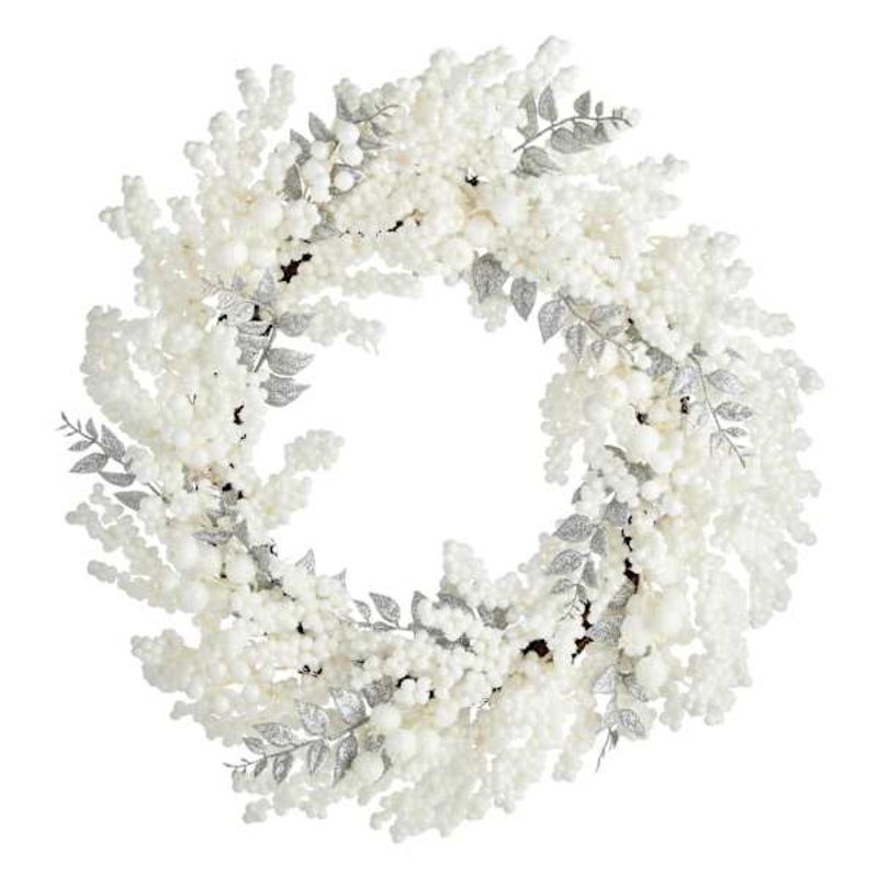 Snow, Glitter Berry & Rosehip Wreath, 26″