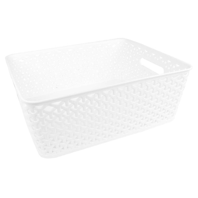 White Weave Storage Basket, Medium